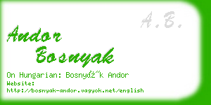 andor bosnyak business card